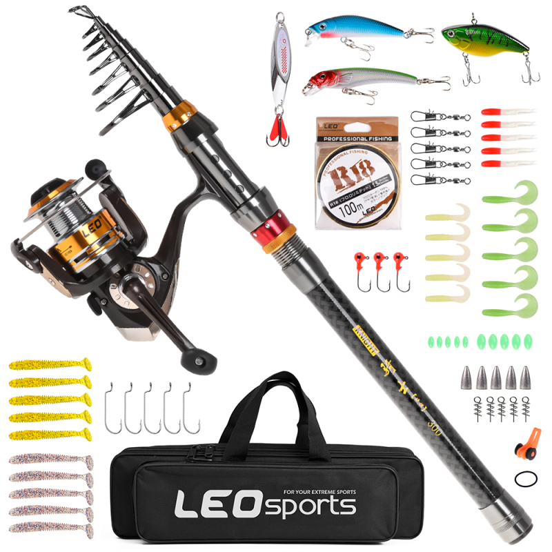 Fishing Hook Jig - Joran pancing serat karbon teleskopik, joran