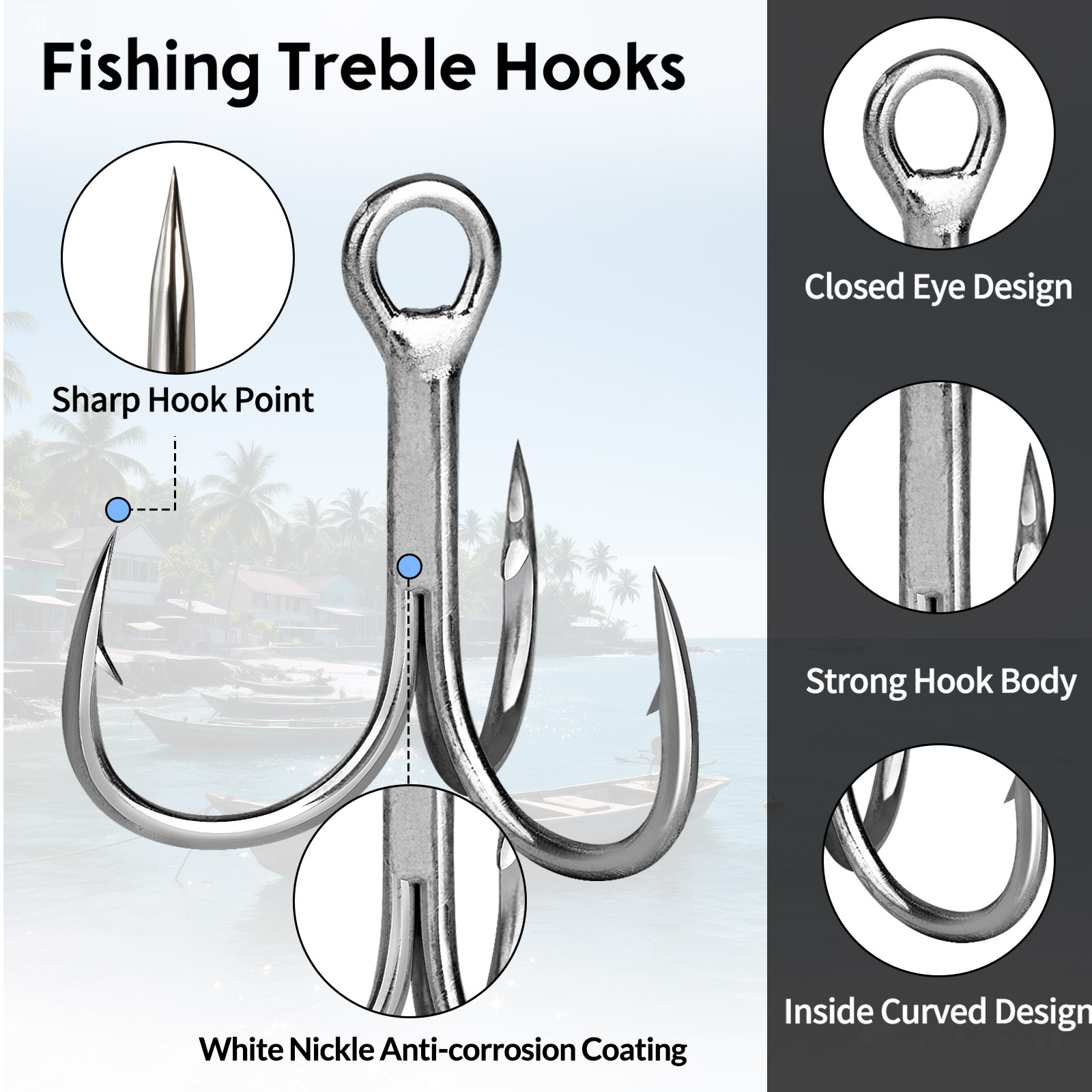 Kail Pancing Air Asin 9KM 3X K - Fishing Hook Offset ulasan dan harga