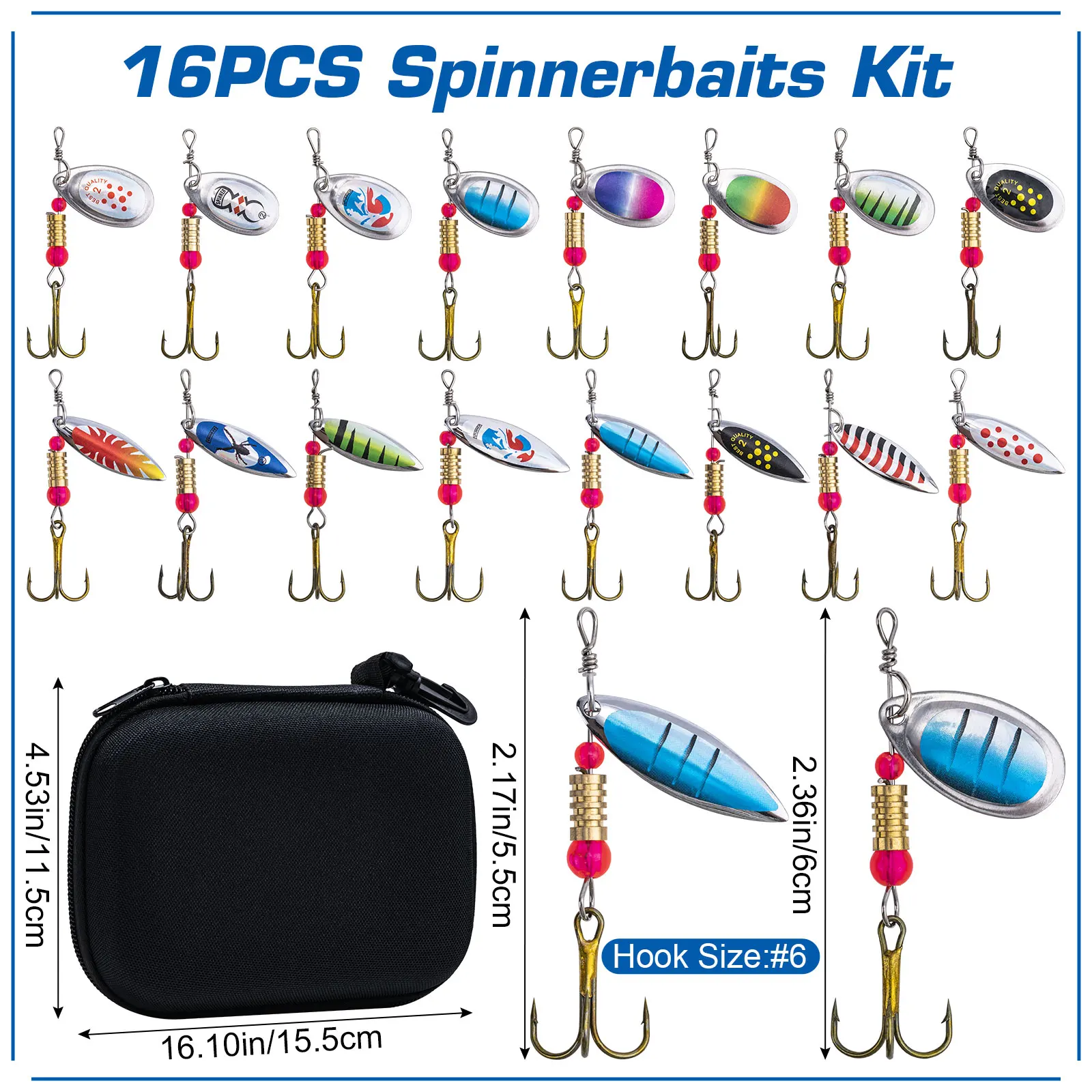 Goture 16pcs/box Spinner Spoon - Fishing Hook Size ulasan dan harga